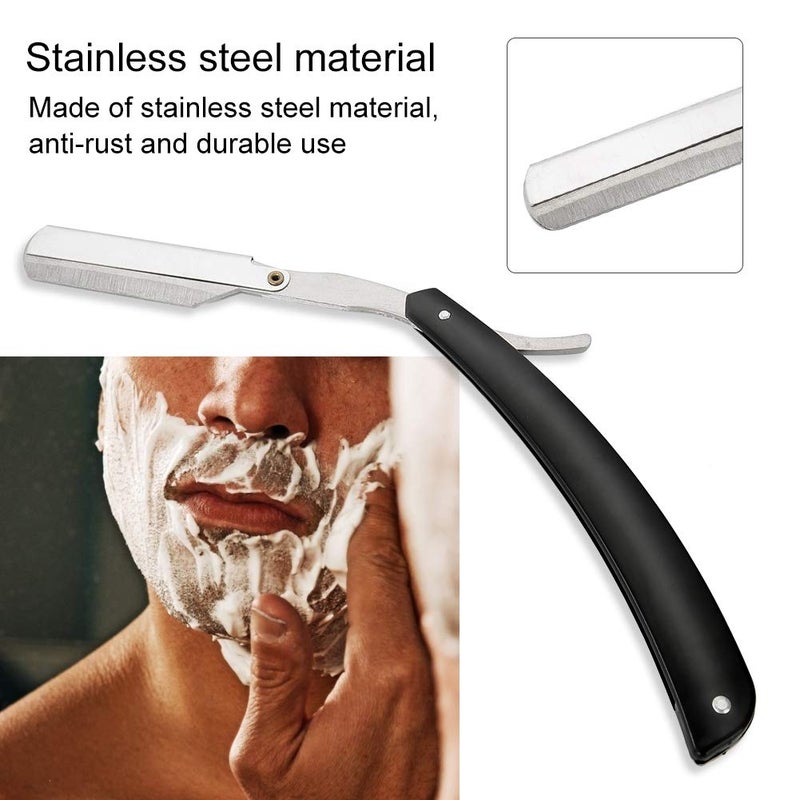 woobles Traditional Shaver Barber Straight Blade Razor Stainless Steel Salon Folding Shaving Hair Cutting Clipper for Men - Image 4